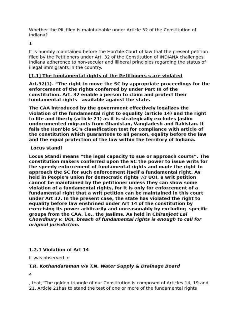 Maintainability of PIL under Article 32 | PDF | Standing (Law ...