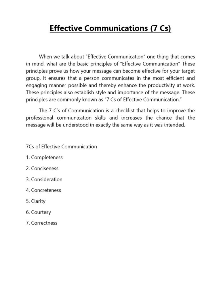 7C's | PDF | Communication | Information
