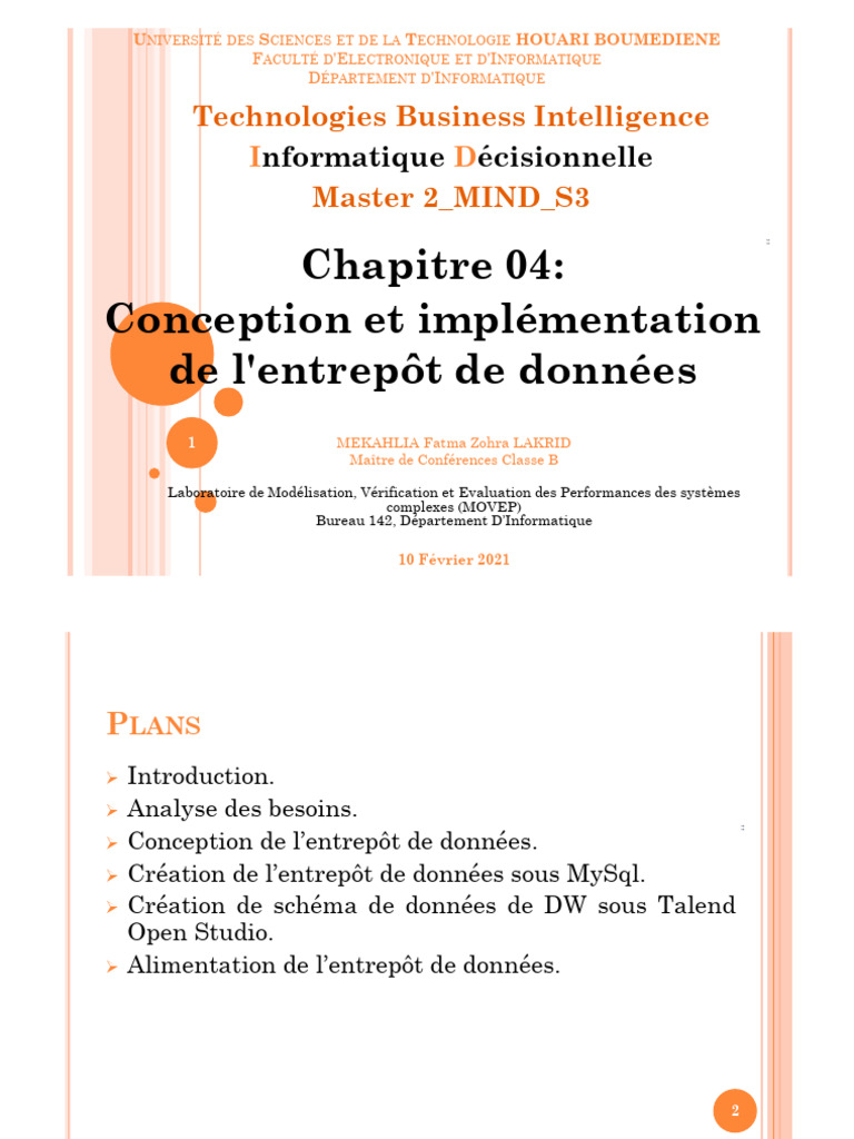 Implémentation d'un entrepôt de données | PDF | Entrepôt de données ...