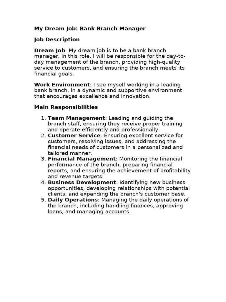 My Dream Job | PDF | Business | Finance & Money Management