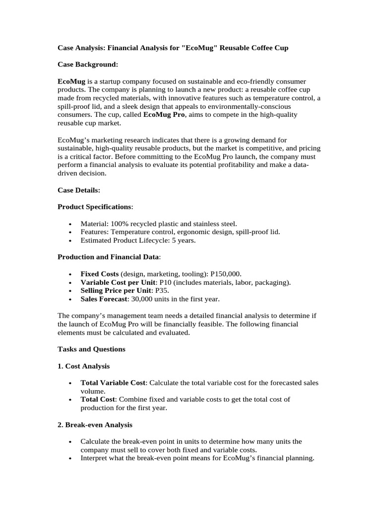 Case Analysis On FINANCIAL ANALYSIS | PDF | Marketing | Profit (Economics)