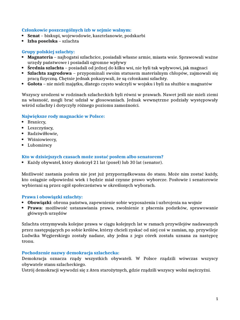 W Rzeczpospolitej Szlacheckiej | PDF