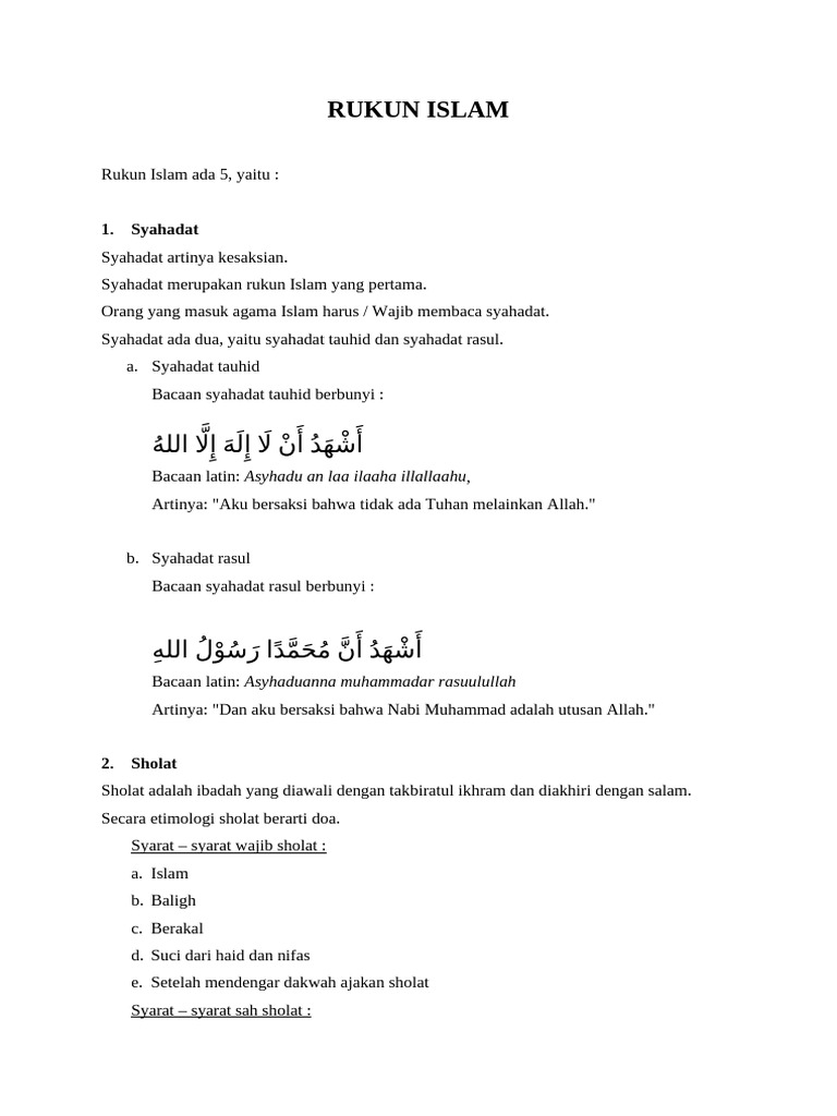 Rukun Islam: Panduan Lengkap 5 Pilar | PDF
