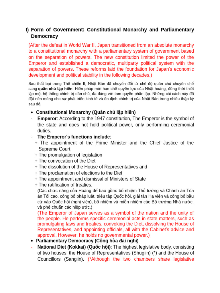 Form of Government of Japan (script) | PDF