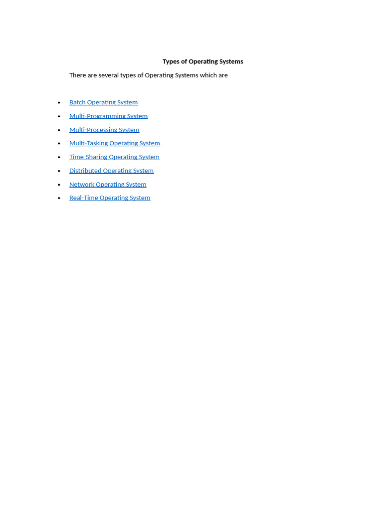 Types of Operating Systems | PDF | Business | Technology & Engineering
