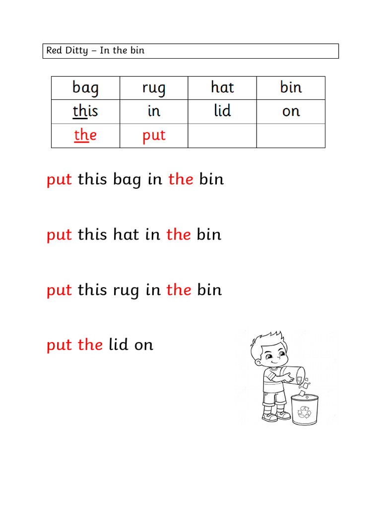 In The Bin Read Write Inc Red Book | PDF