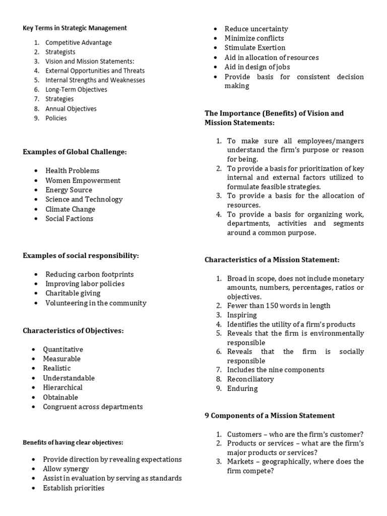 Strategic Management Key Terms Explained | PDF | Strategic Management ...