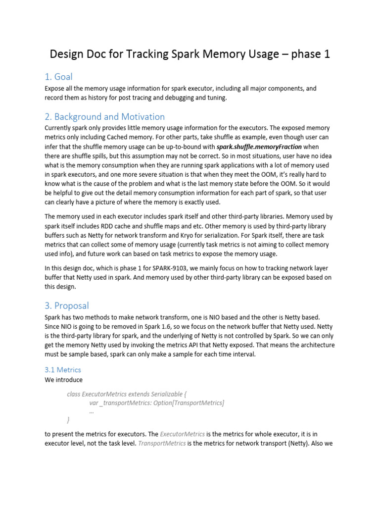 Tracking Spark Memory Usage - Phase 1 | PDF | Information Technology ...