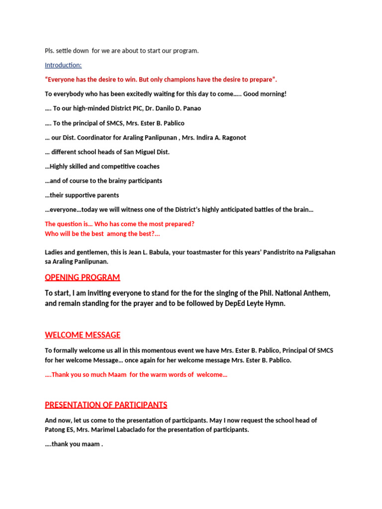 Program Script | PDF | Career & Growth | Cooking, Food & Wine