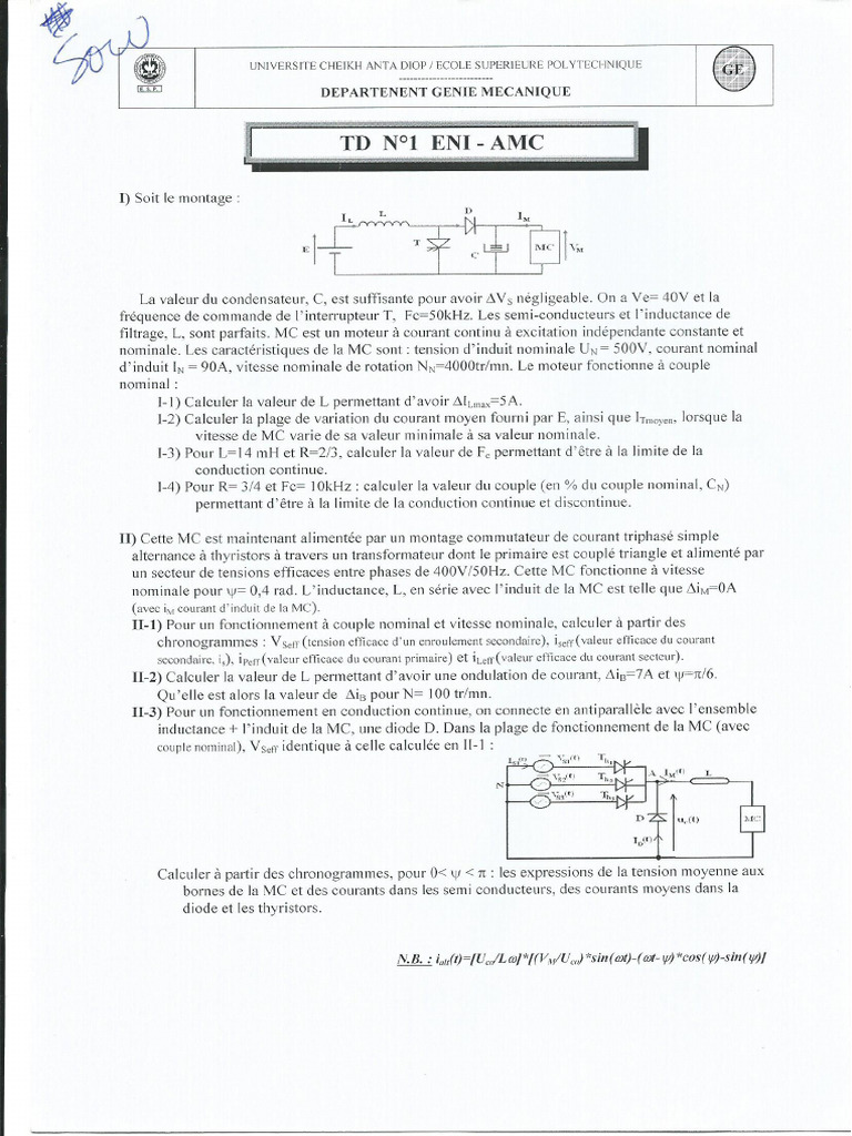 TD+CORRECTION Electronique de Puissance | PDF