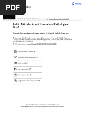 Public Attitudes About Normal and Pathological Grief