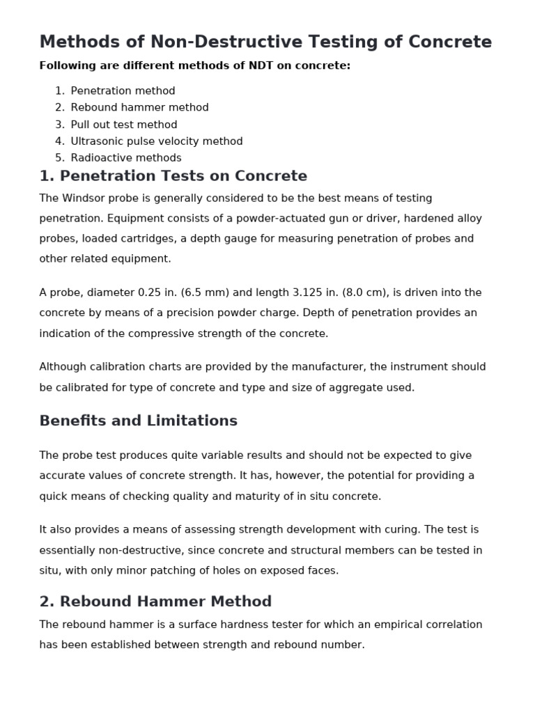 Unit-2 NDT Notes | PDF | Concrete | Nondestructive Testing