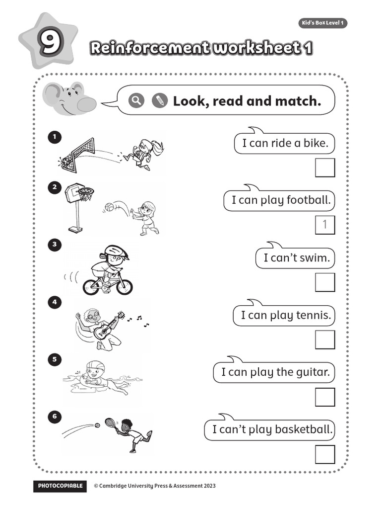 Kids' Box Level 1 Reinforcement Worksheet | PDF