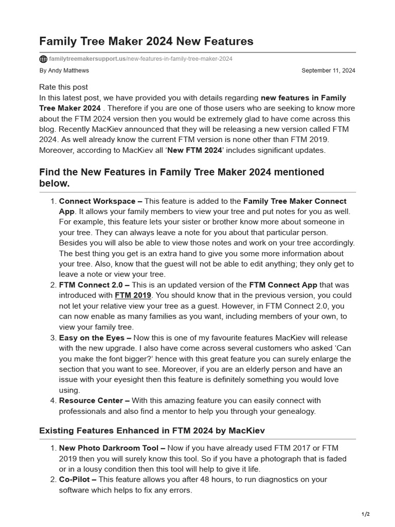 New Features in Family Tree Maker 2024 | PDF | Software | Computing