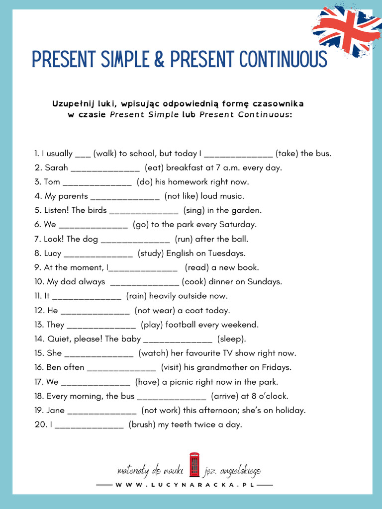Present Simple vs Continuous Worksheet | PDF