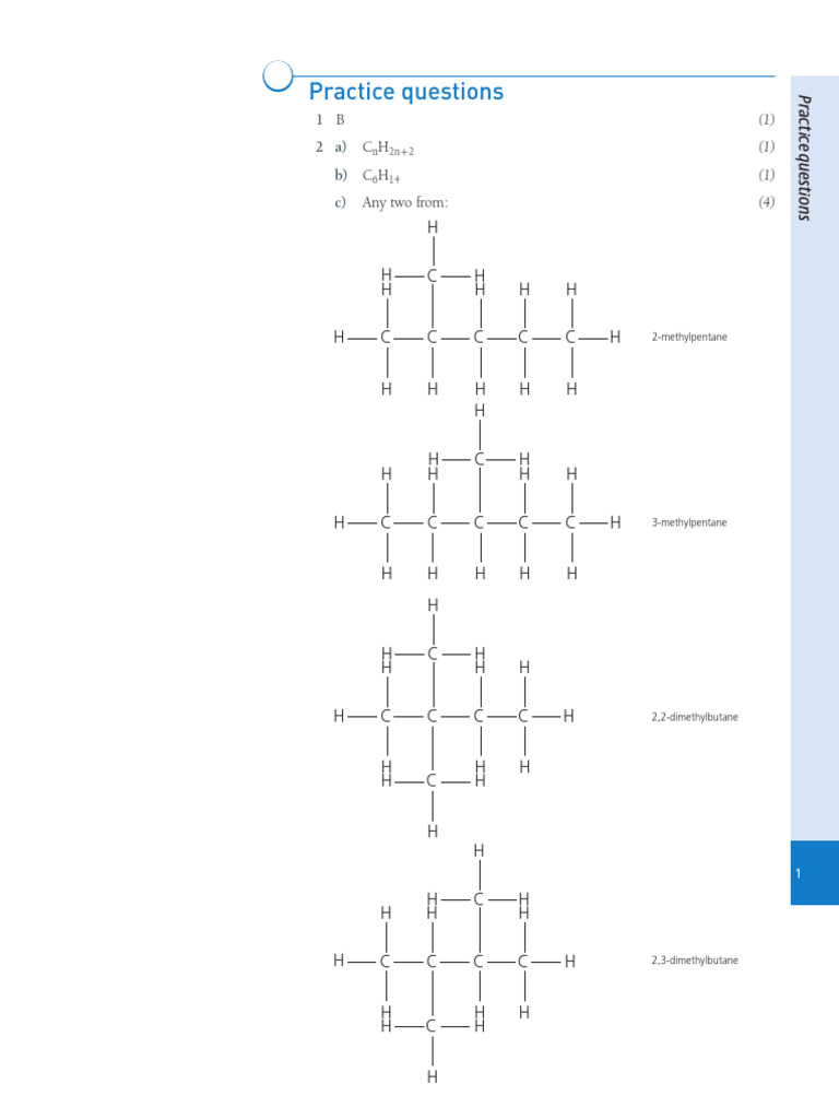 Alkanes Practice Questions and Answers | PDF | Cracking (Chemistry ...