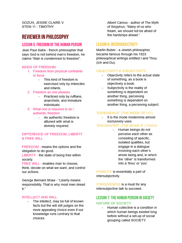 Philosophy Reviewer Gozun | PDF | Society