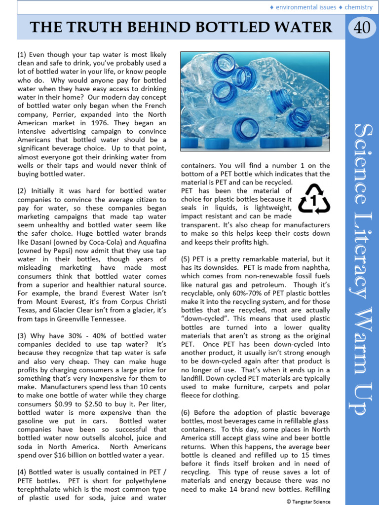 Article_40_-_The_Truth_Behind_Bottled_Water | PDF | Bottled Water | Plastic