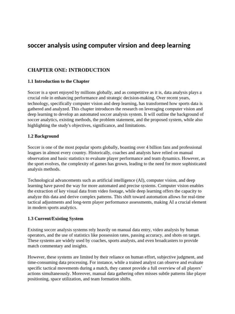 Soccer Analysis Using Computer Virsion and Deep Learning 1 | PDF | Deep ...