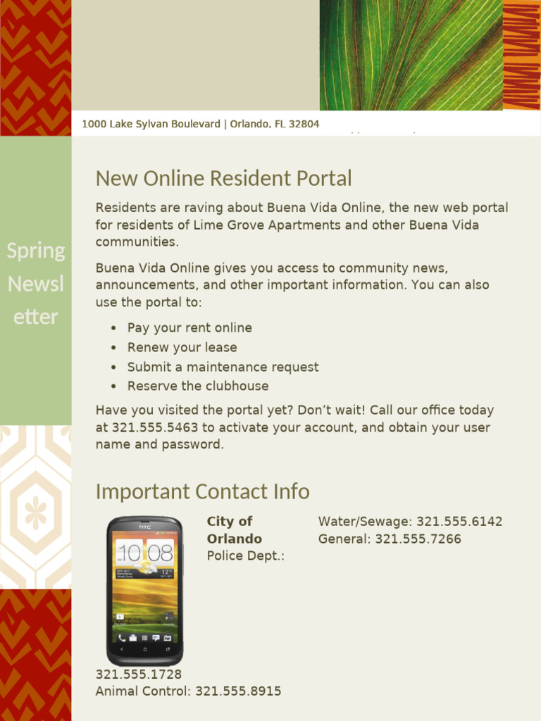 Buena Vida Online Resident Portal Guide | PDF