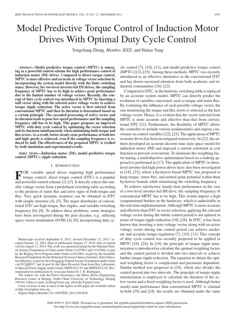 Model Predictive Torque Control of Induction Motor Drives With Optimal ...