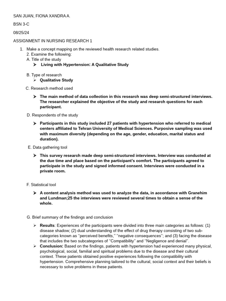Assignment in Research 1 | PDF | Qualitative Research | Psychology