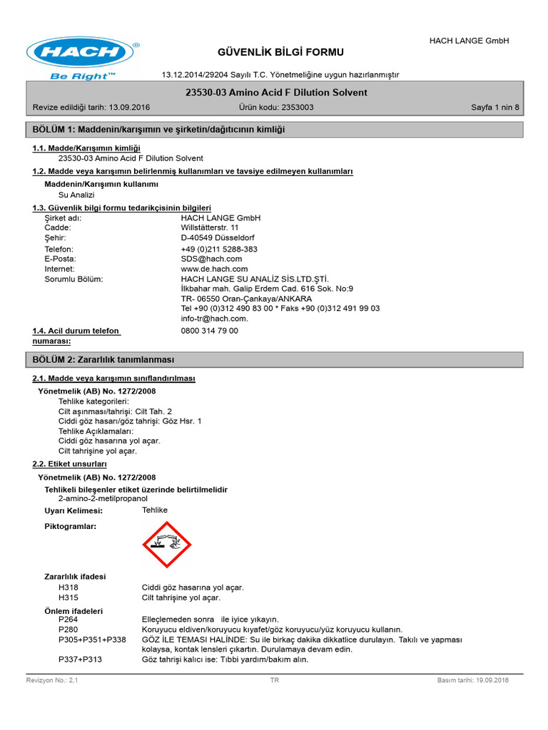 Amino Acid F Dilution Solvent GBF | PDF