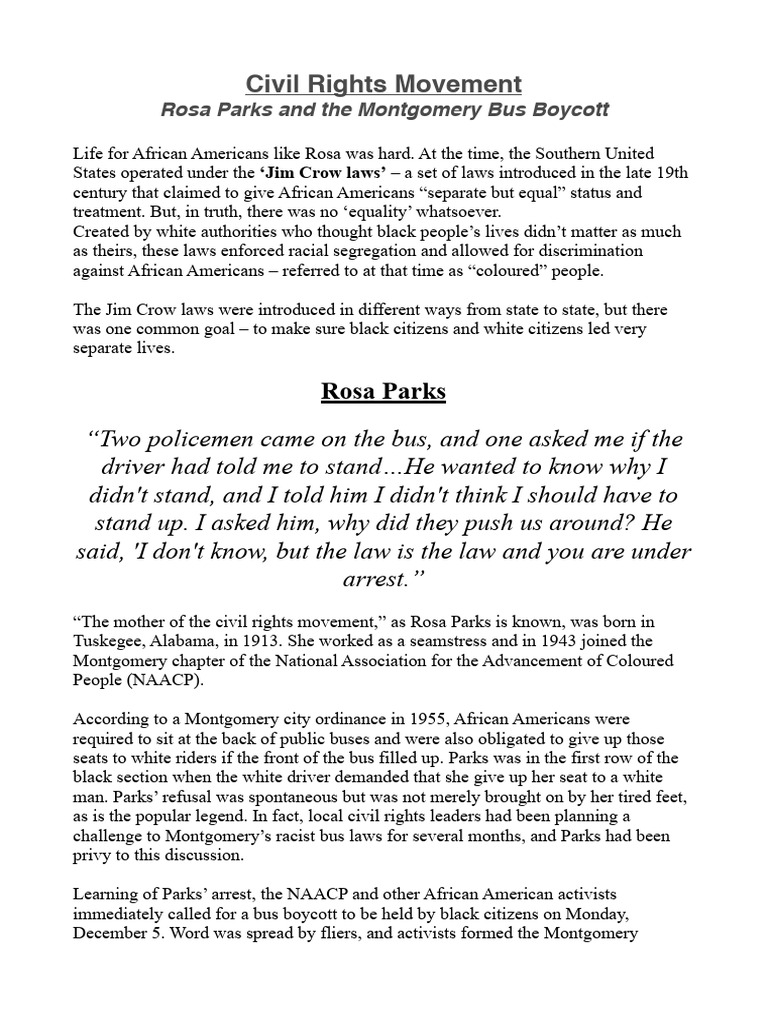 Rosa Parks and the Bus Boycott | PDF | Rosa Parks | Politics And Race