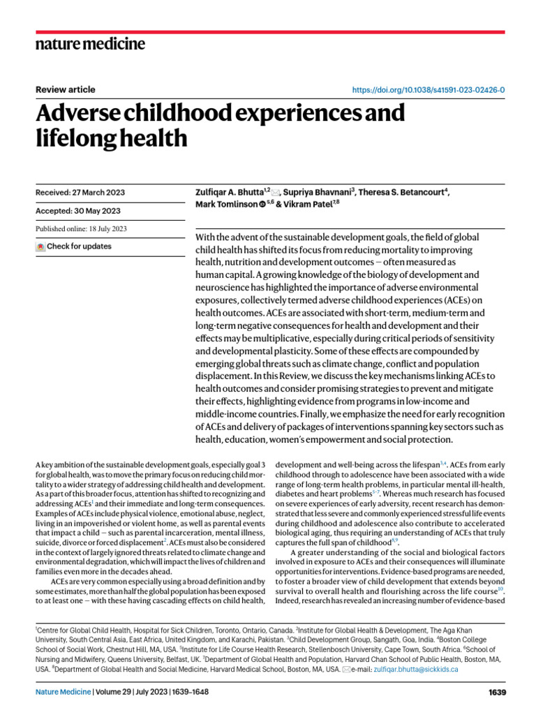 Impact of Adverse Childhood Experiences on Health | PDF | Hypothalamic ...