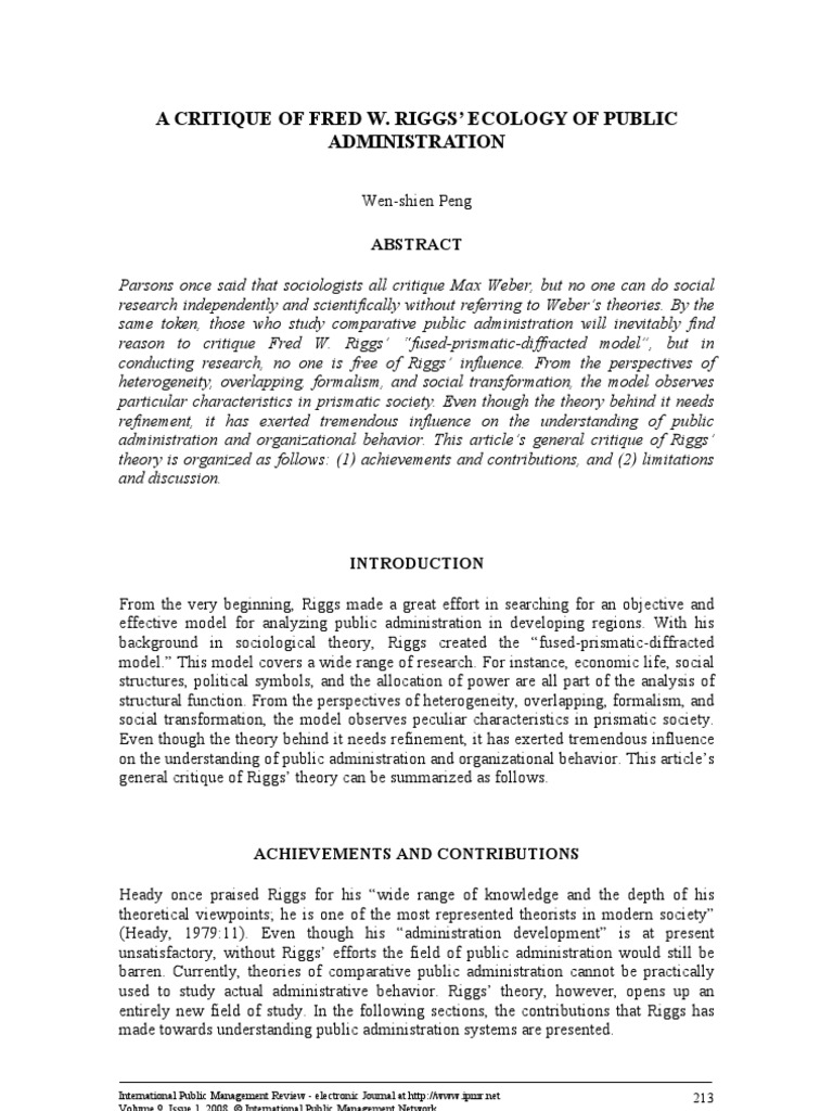 Fred Riggs | PDF | Public Administration | Prism