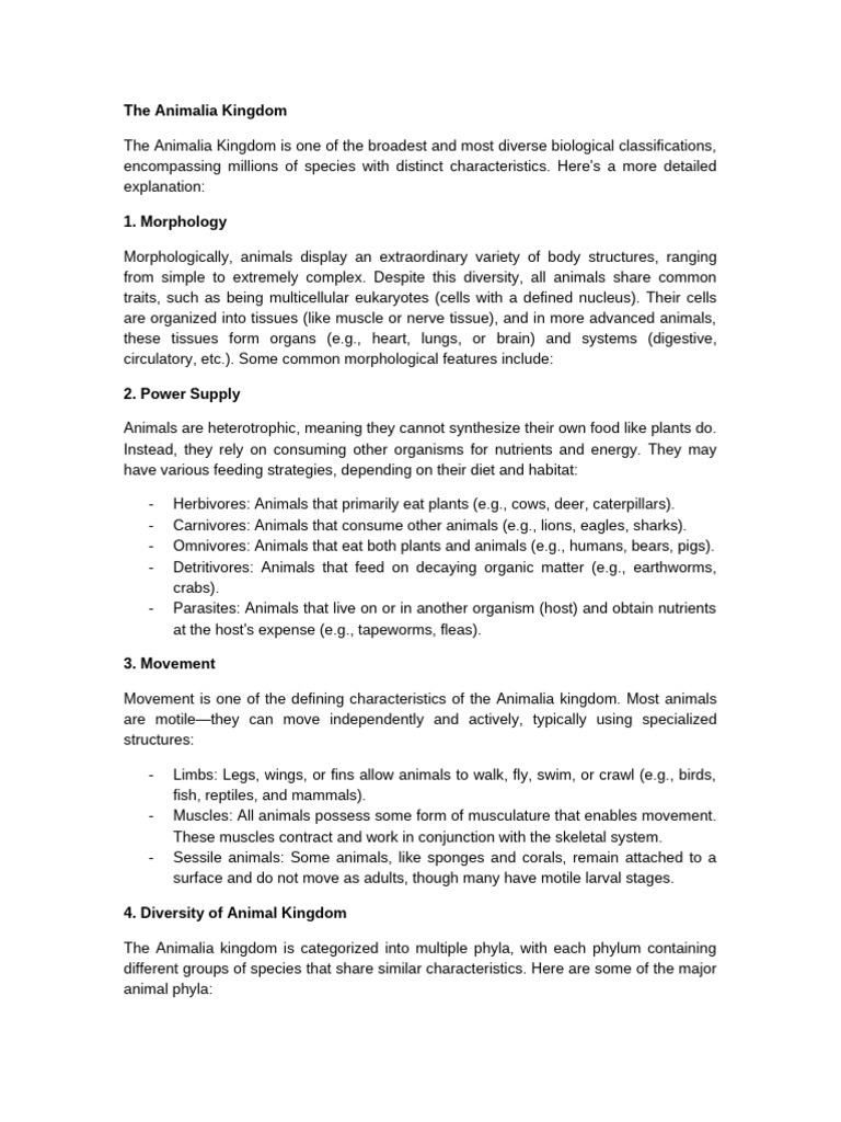 Overview of the Animalia Kingdom | PDF | Organisms