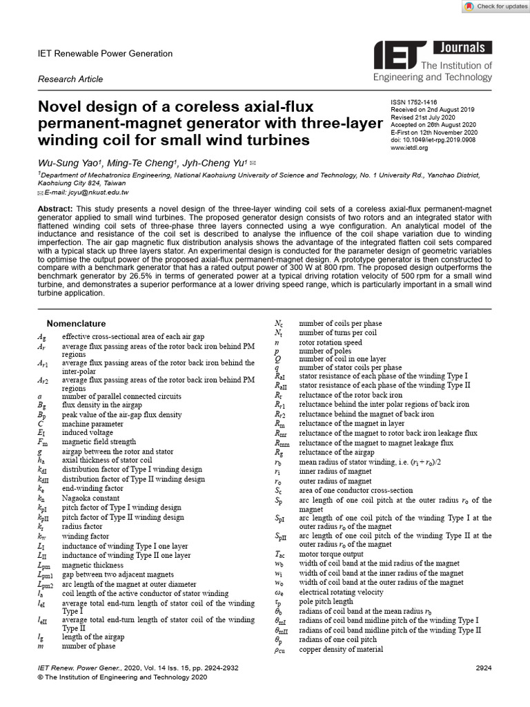 Coreless Axial-Flux Generator Design | PDF | Electric Generator ...