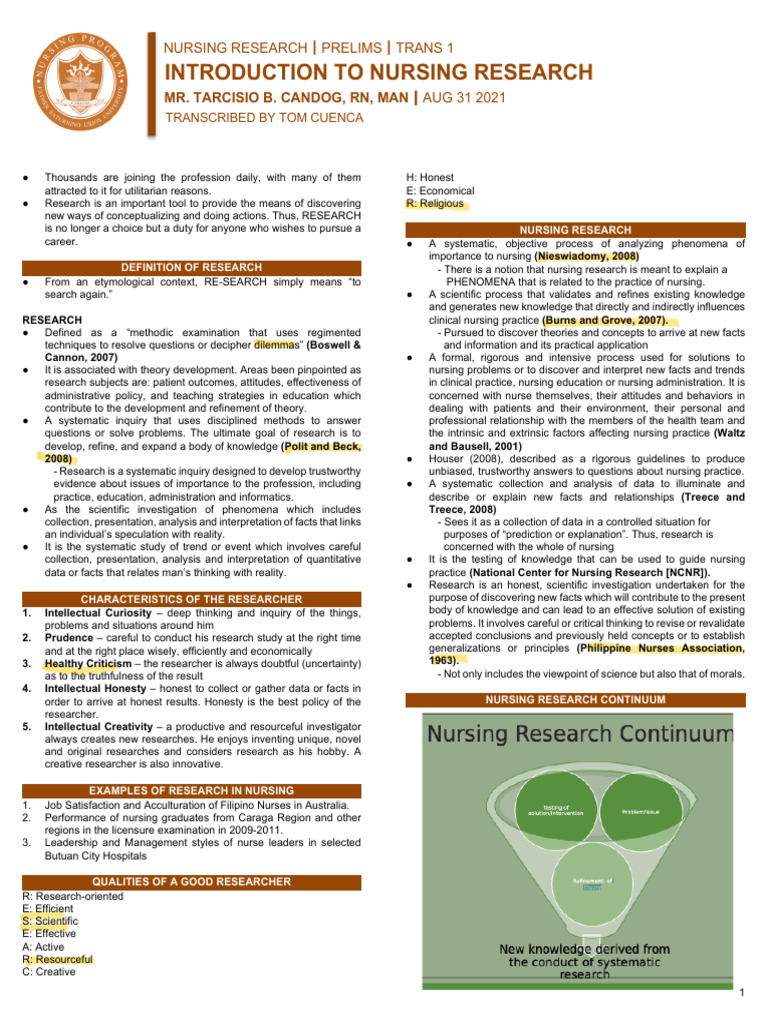 Nursing Research Complete Trans | PDF | Methodology | Quantitative Research