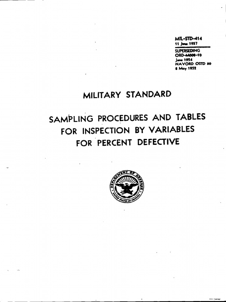 MIL-STD-414 Sampling Procedures Guide | PDF