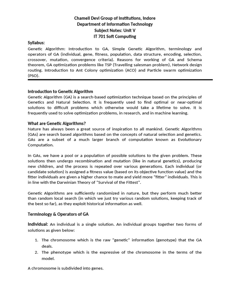 Genetic Algorithms in Soft Computing | PDF | Genetic Algorithm ...