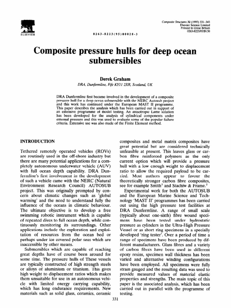 Composite Pressure Hulls For Deep Ocean Submersibles | PDF | Strength ...