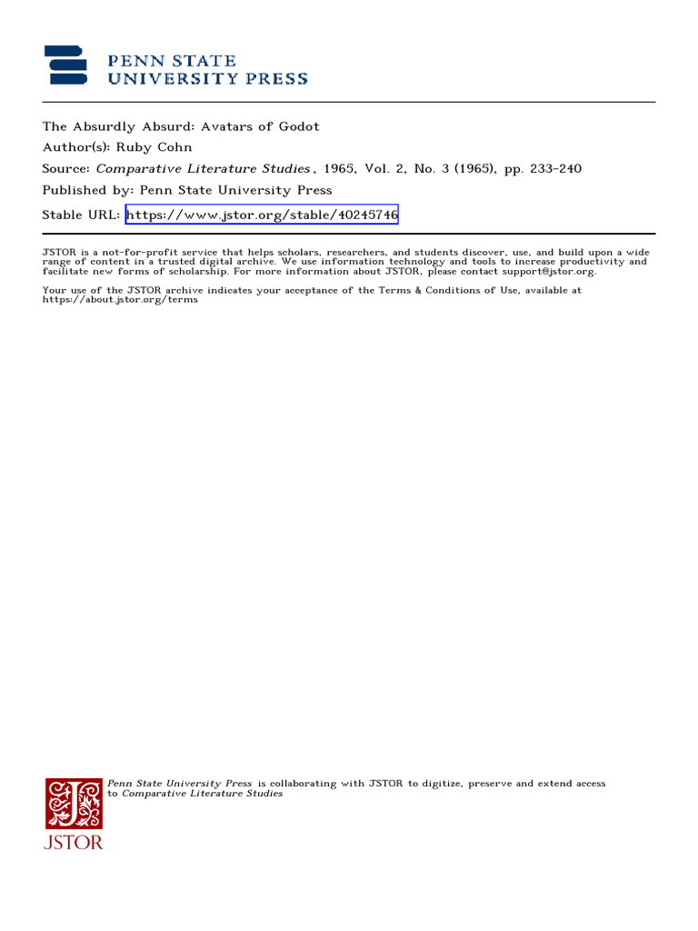 Absurdity in Beckett's Godot Analysis | PDF