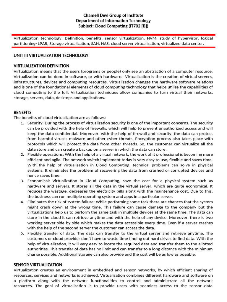 Sensor Virtualization in Cloud Computing | PDF | Virtualization | Cloud ...