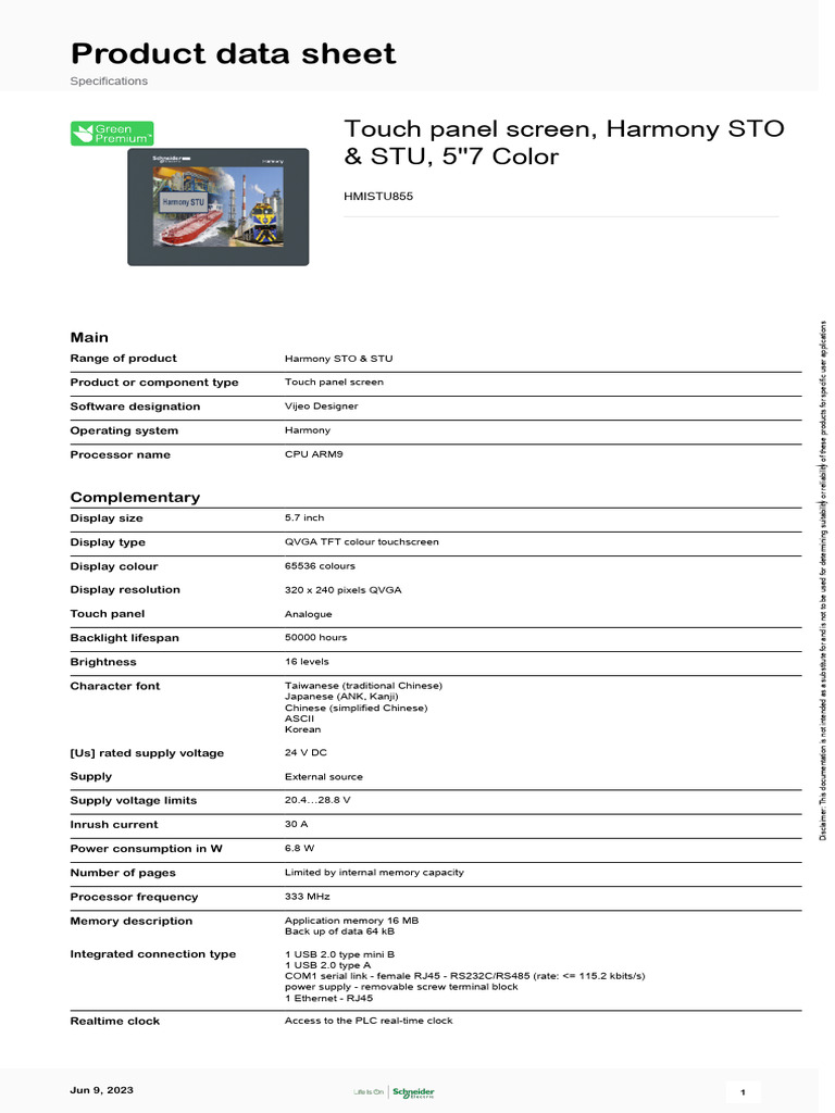 Harmony STO/STU Touch Panel Specs | PDF | Touchscreen | Information And ...