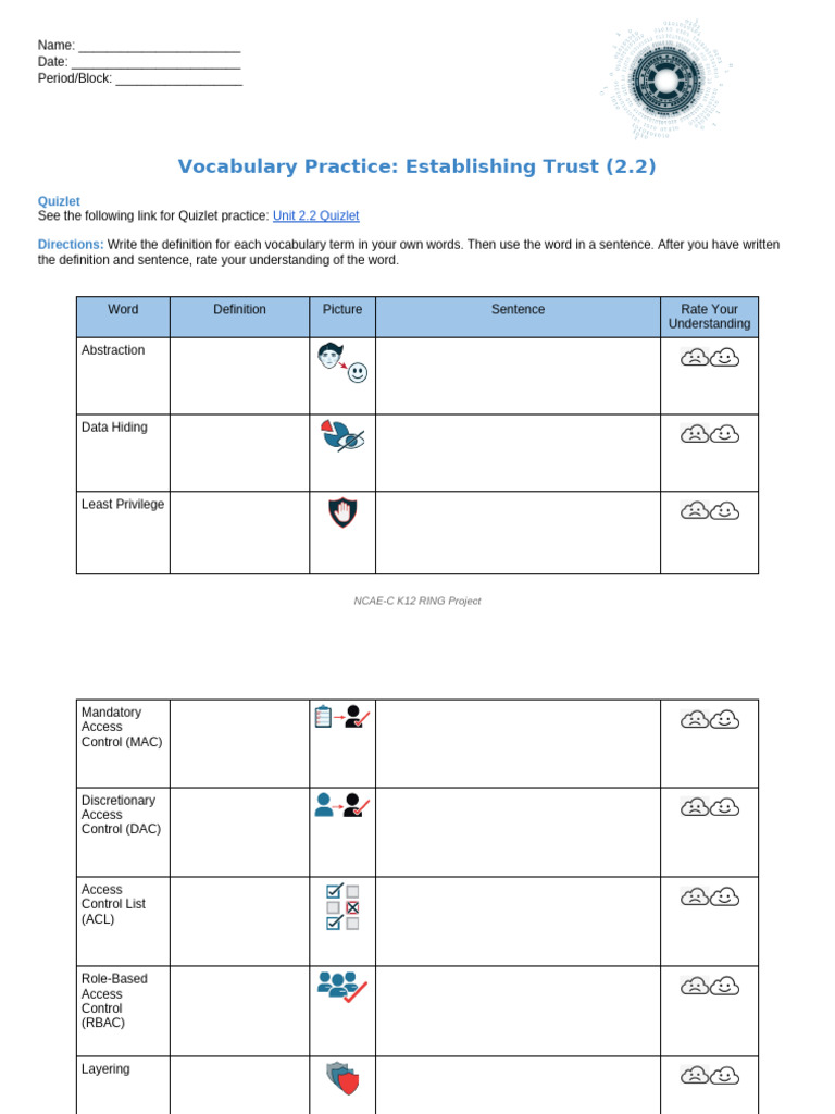 GraphicOrganizer Vocabulary+Practice+Unit+2.2 Student | PDF