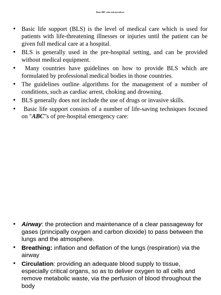 ABCs of Basic Life Support Guidelines | PDF | Personal Protective ...