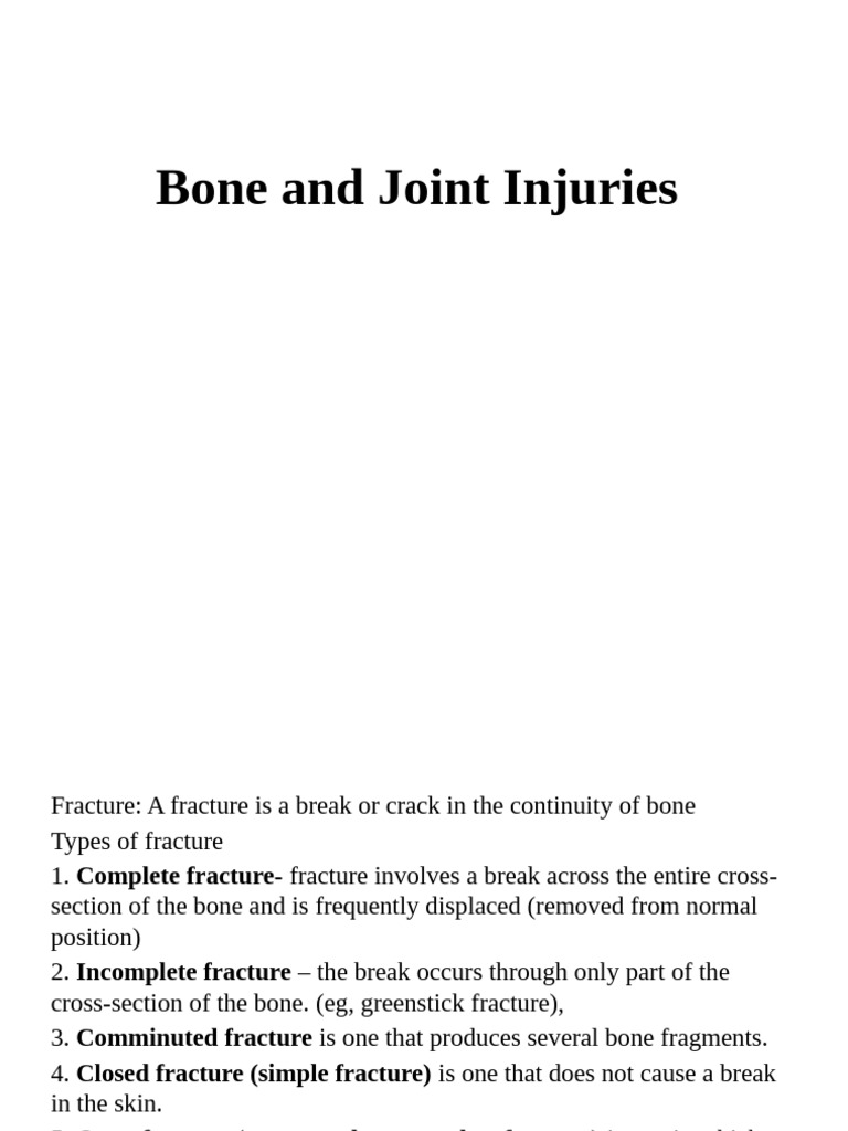 First Aid for Bone and Joint Injuries | PDF | Wound | Musculoskeletal ...