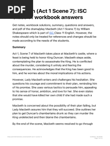 Macbeth (Act 1 Scene 7) - ISC Class 11 Workbook Answers