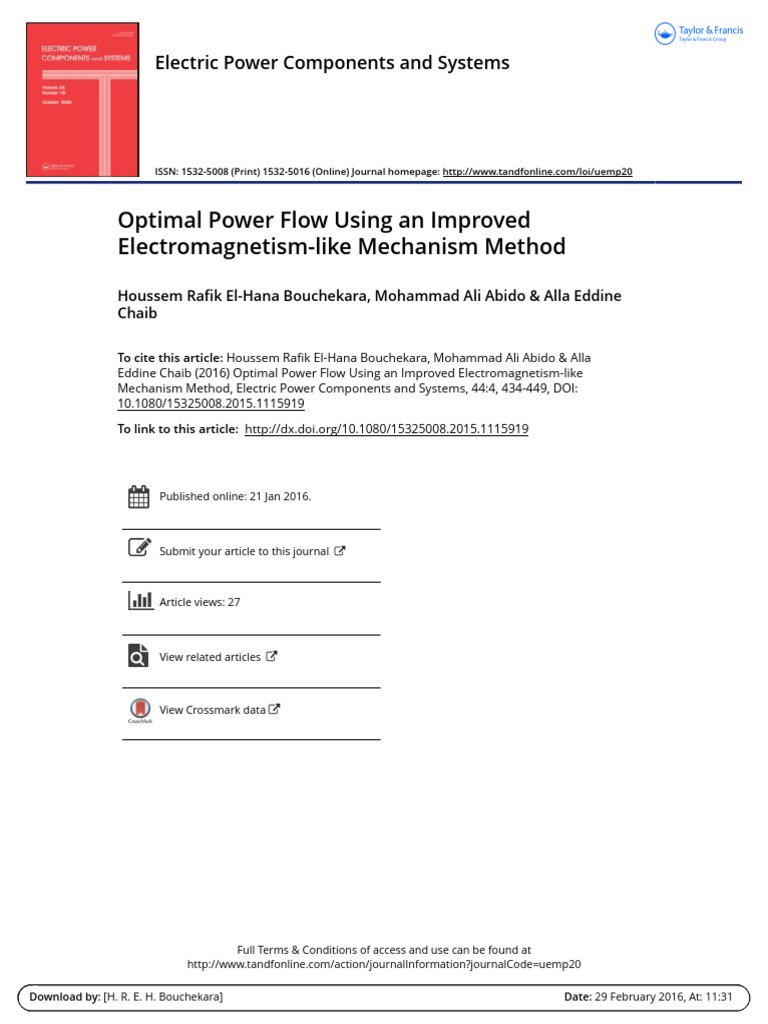 Optimal Power Flow Using An Improved Electromagnetism-Like Mechanism ...
