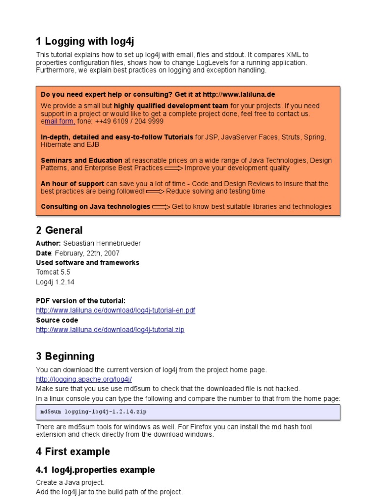 1 Logging With Log4j: Mail Form | PDF
