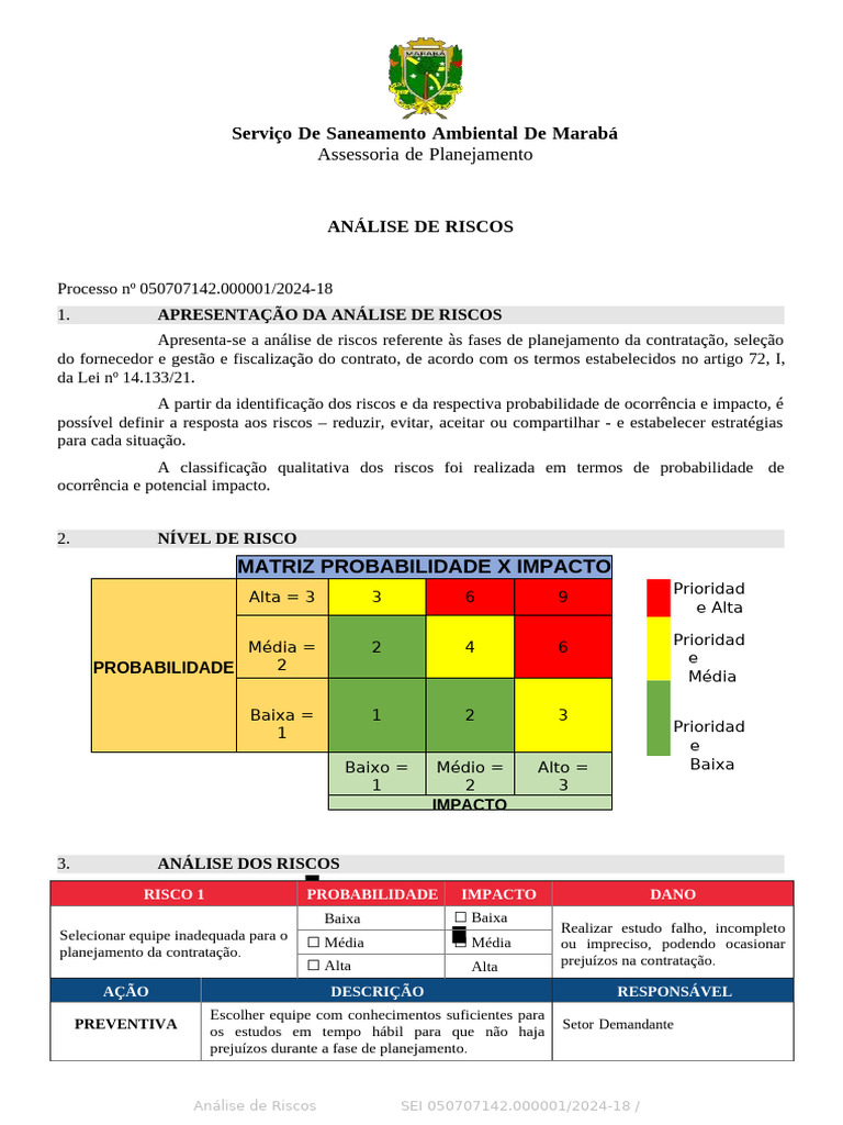 Análise de Riscos em Licitações | PDF | Risco | Avaliação de risco