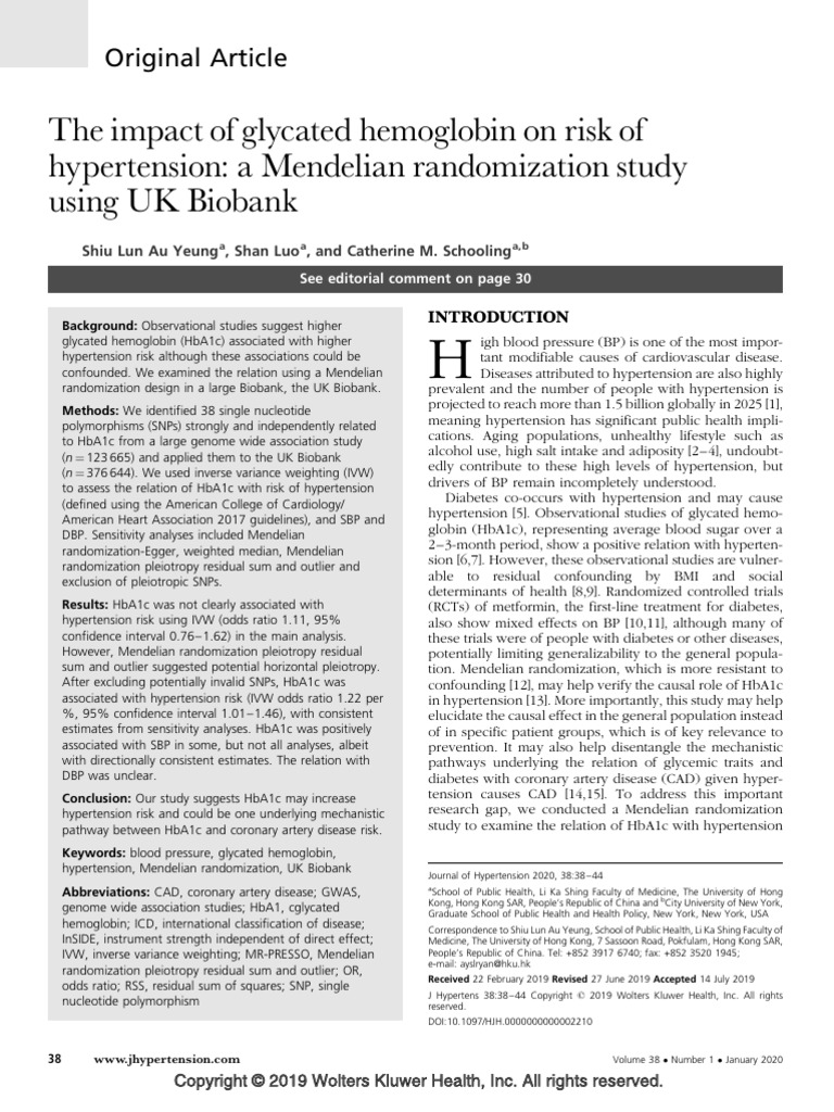 The Impact of Glycated Hemoglobin On Risk Of.8 | PDF | Hypertension ...