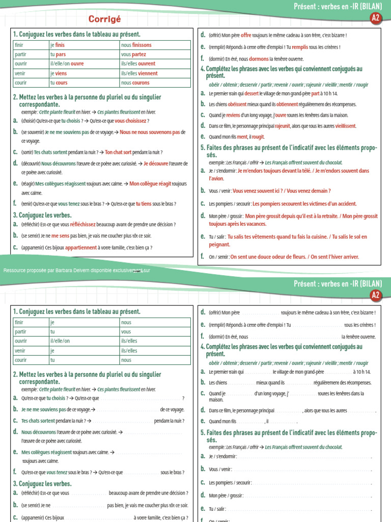 Conjugaison des verbes en -IR | PDF | Linguistique