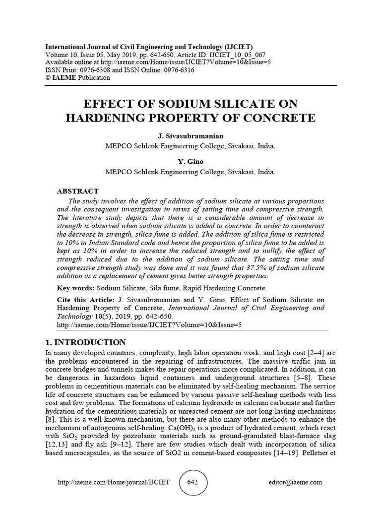 Sodium Silicate's Impact on Concrete Strength | PDF | Concrete | Cement