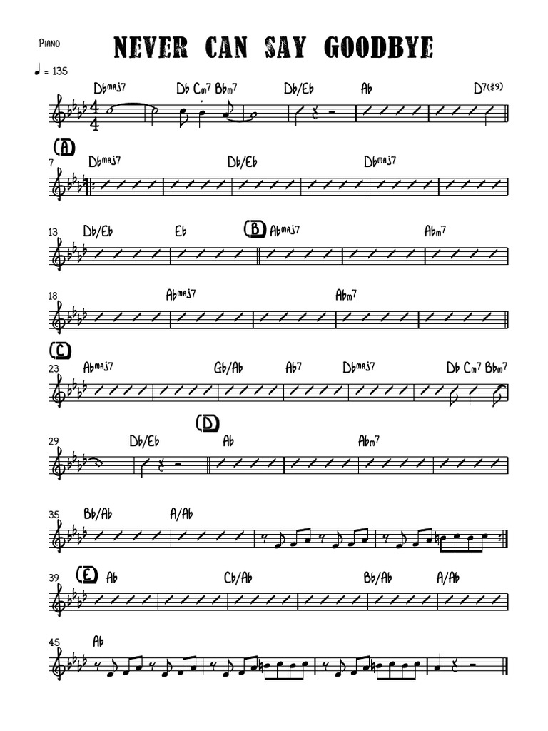 Never Can Say Goodbye - Piano | PDF